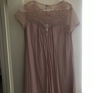 Maeve pink shift dress illusion sweetheart neck